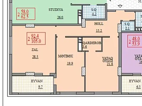 Satılır 3 otaqlı mənzil 105 m²