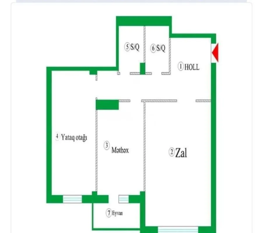Satılır 2 otaqlı mənzil 114 m²