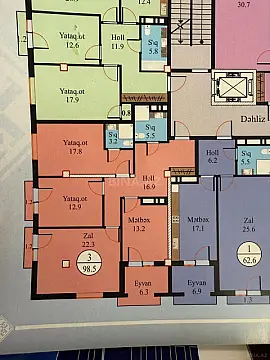 Satılır 3 otaqlı mənzil 98.5 m²