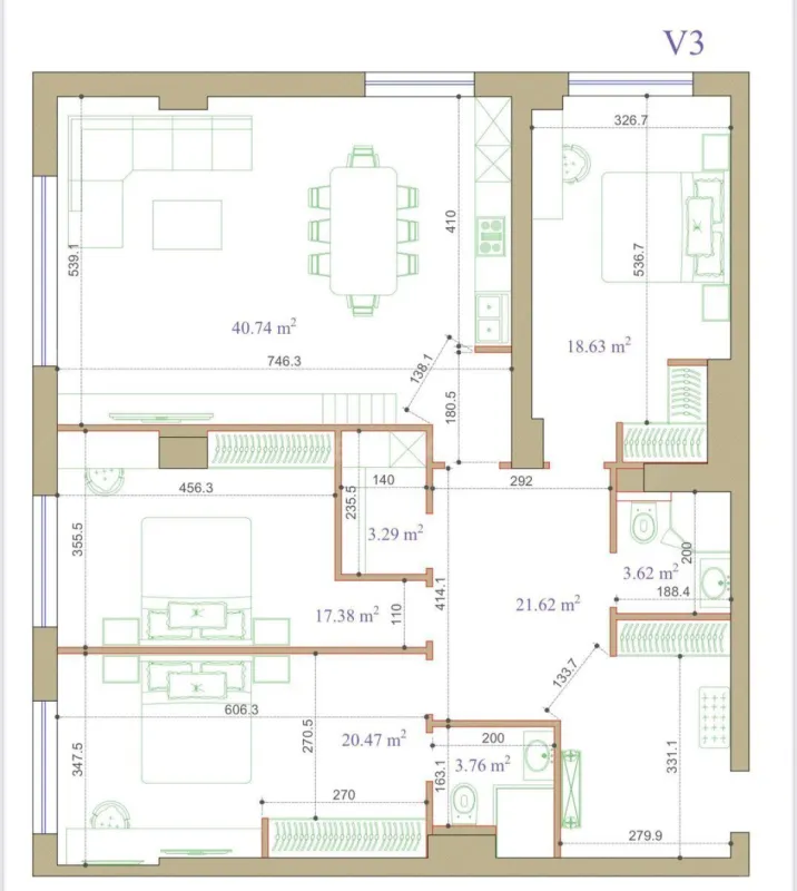 Satılır 4 otaqlı mənzil 148 m²