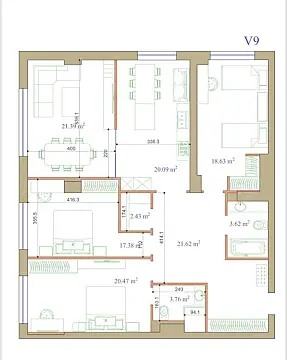 Satılır 4 otaqlı mənzil 148 m²