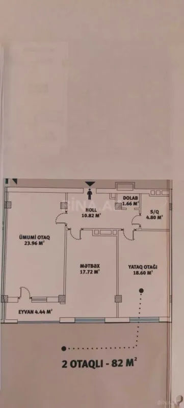 Satılır 2 otaqlı mənzil 82 m²