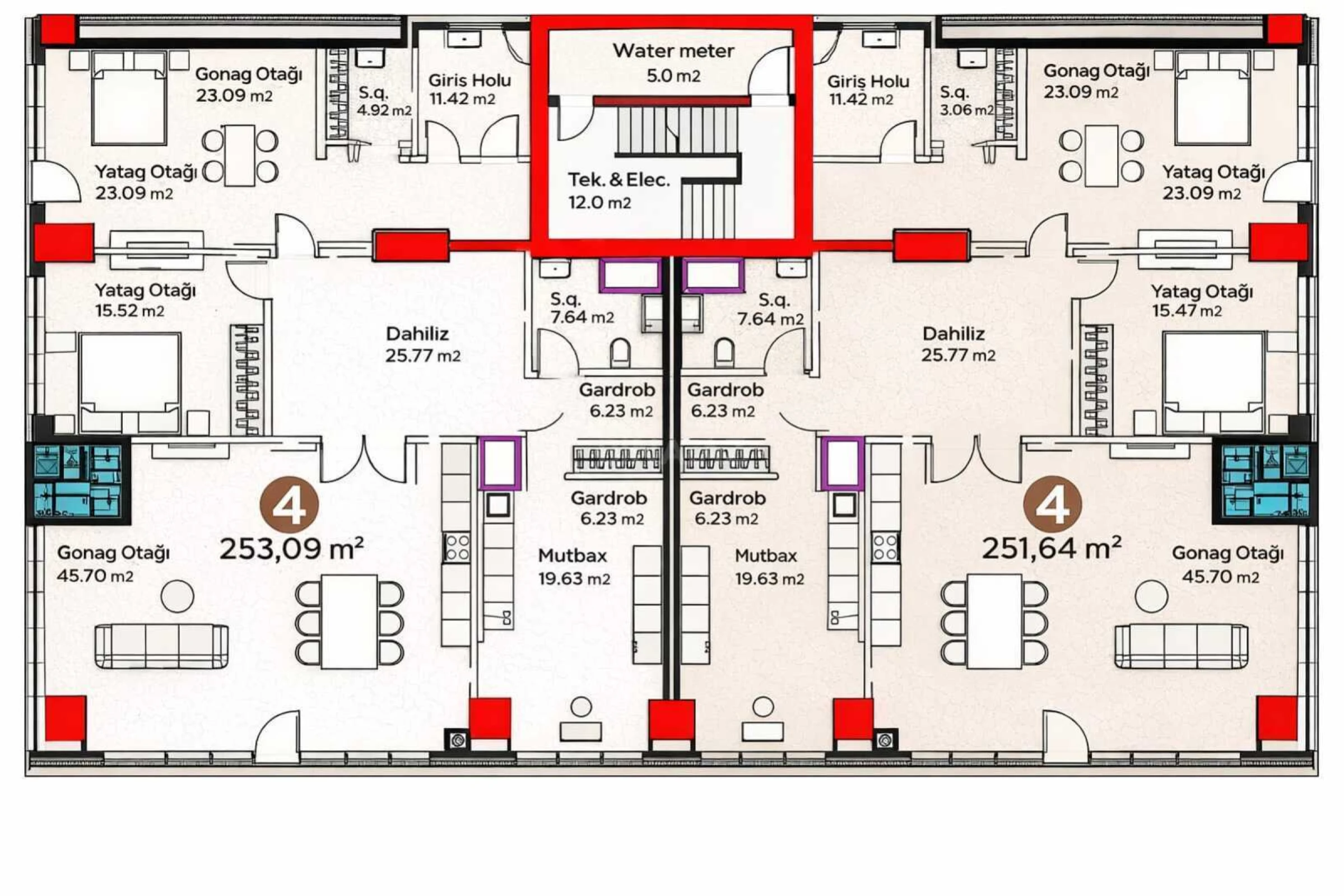 Satılır 4 otaqlı mənzil 253.9 m²