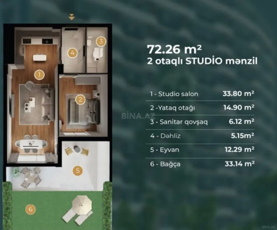 Satılır 2 otaqlı mənzil 80 m²