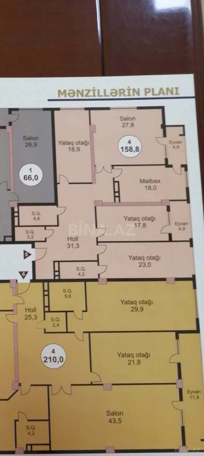 Satılır 4 otaqlı mənzil 159 m²