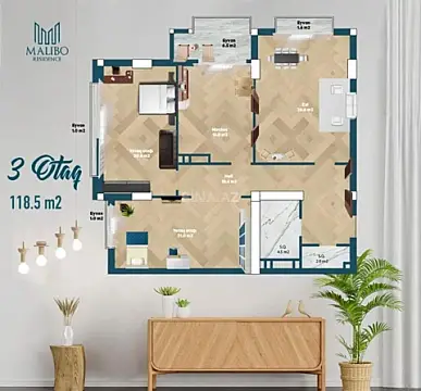 Satılır 3 otaqlı mənzil 118 m²