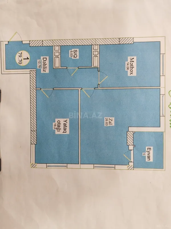 Satılır 2 otaqlı mənzil 80 m²