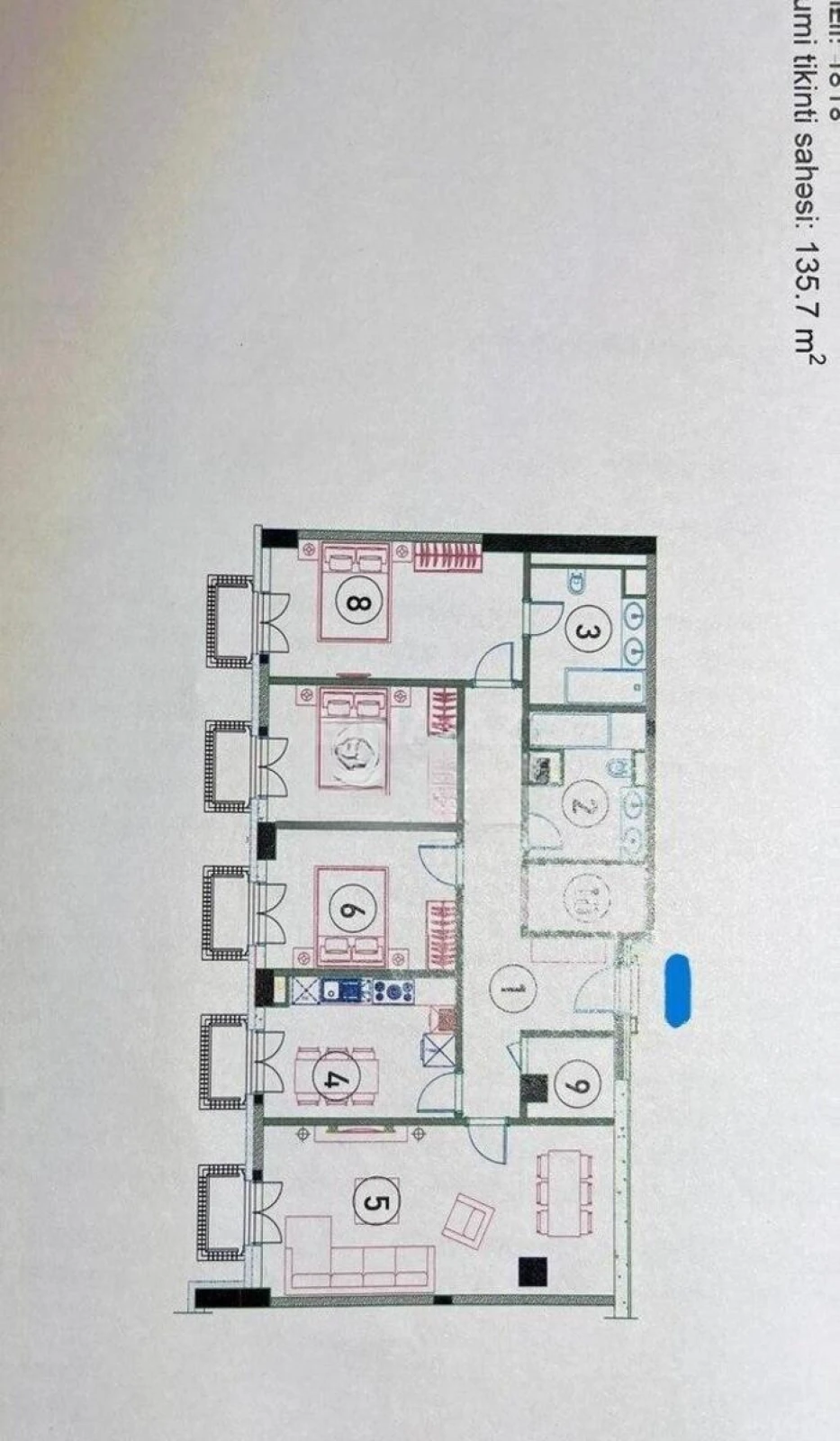 Satılır 4 otaqlı mənzil 137 m²
