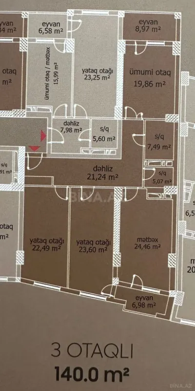 Satılır 3 otaqlı mənzil 140 m²