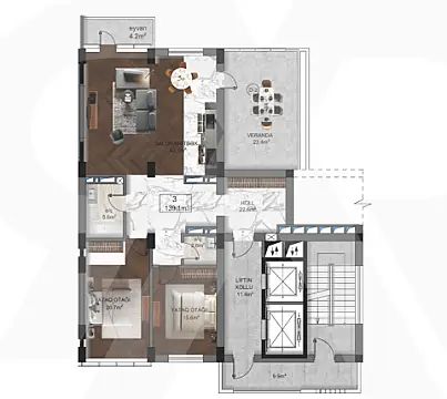 Satılır 3 otaqlı mənzil 139.1 m²