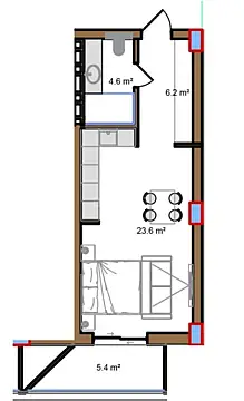 Satılır 1 otaqlı mənzil 49.9 m²