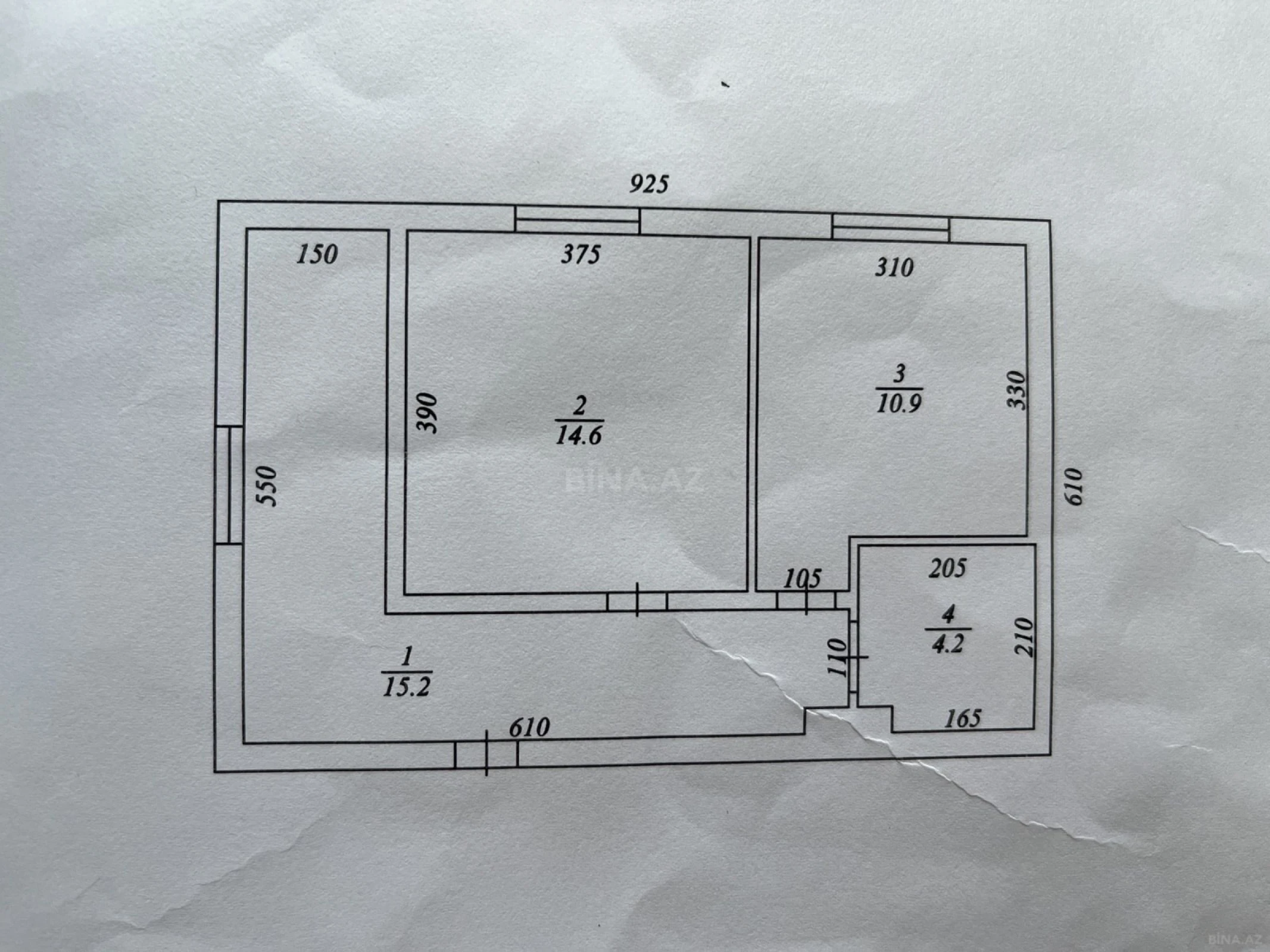 Satılır 2 otaqlı mənzil 44.9 m²
