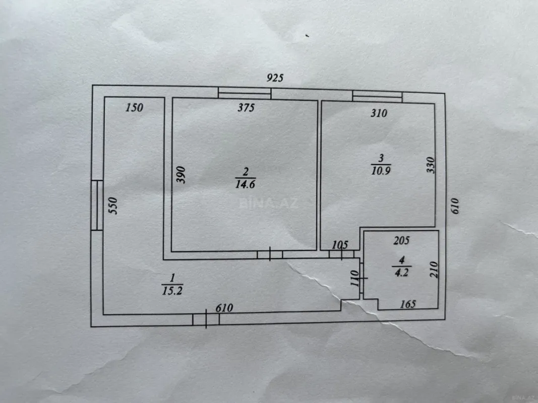 Satılır 2 otaqlı mənzil 44.9 m²