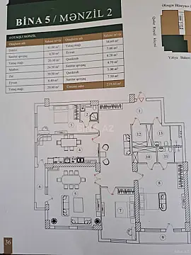 Satılır 4 otaqlı mənzil 219.6 m²