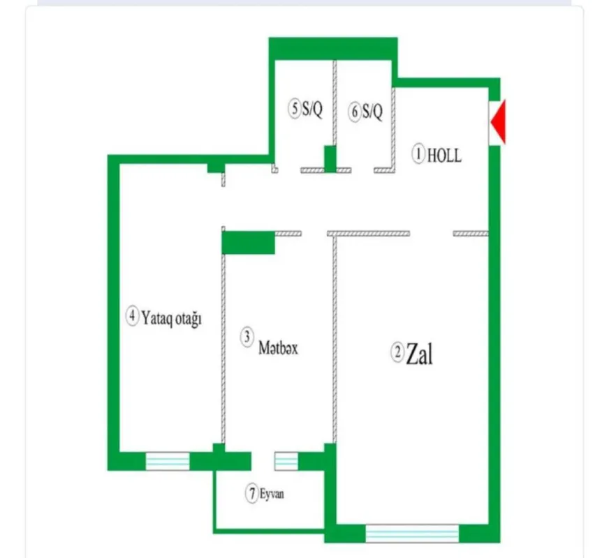 Satılır 2 otaqlı mənzil 114 m²