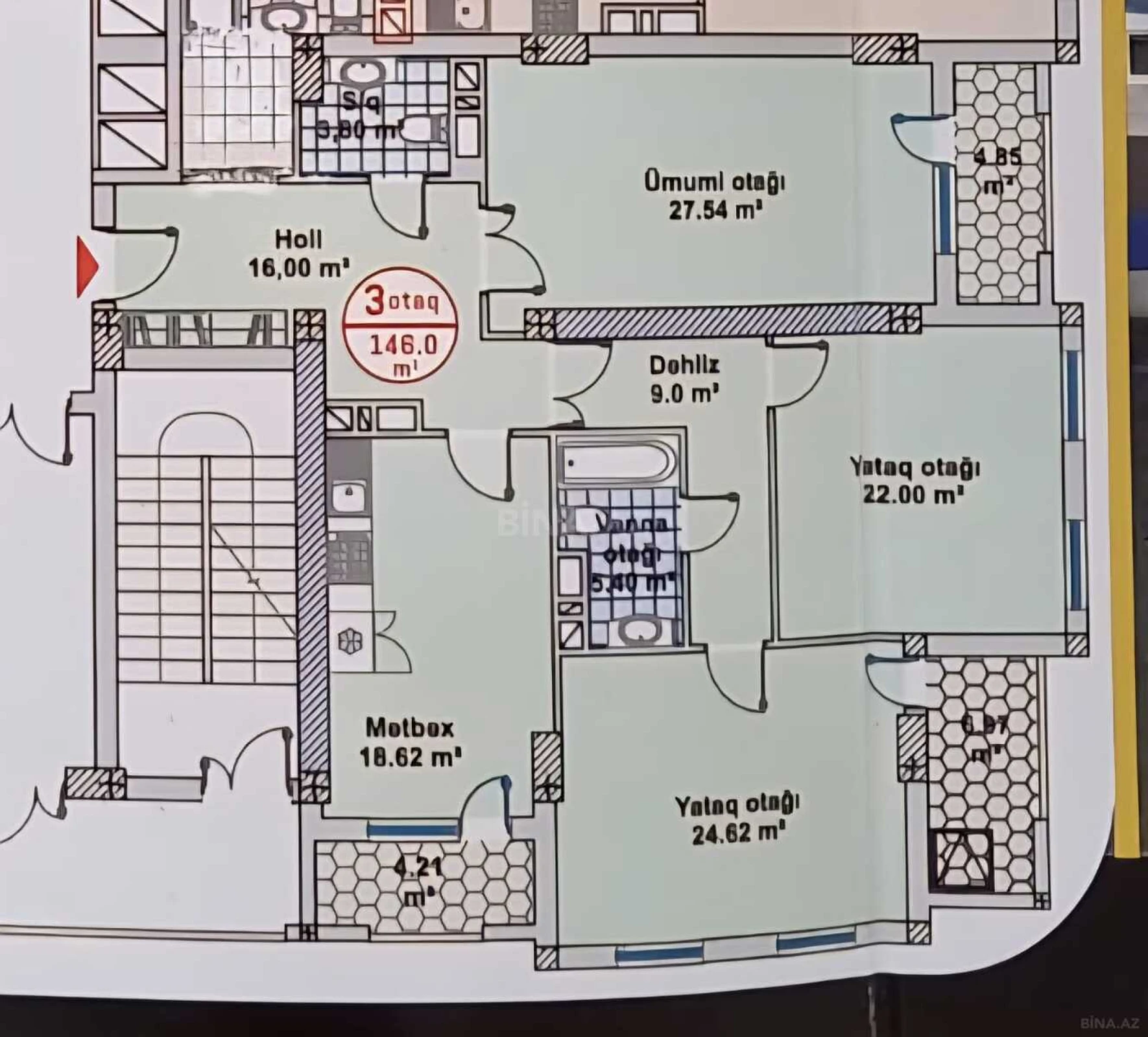 Satılır 3 otaqlı mənzil 150 m²