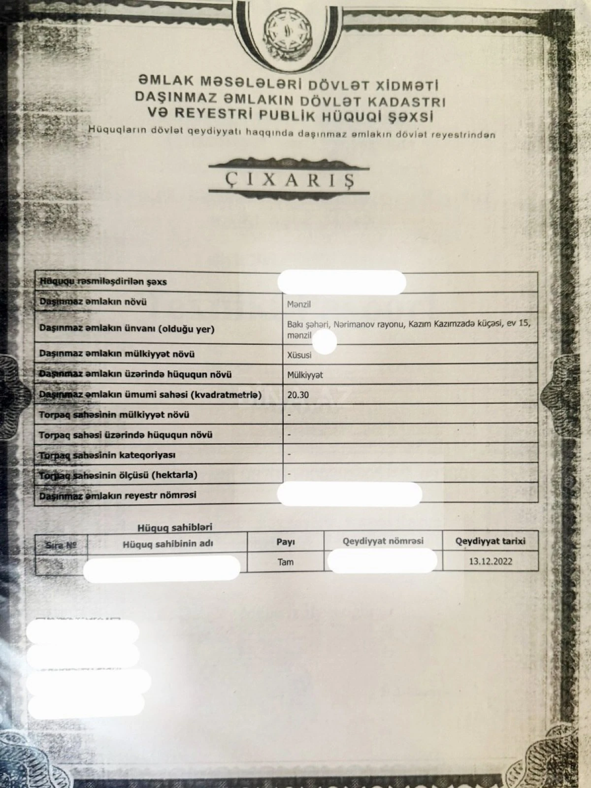 Satılır 1 otaqlı mənzil 20.3 m²