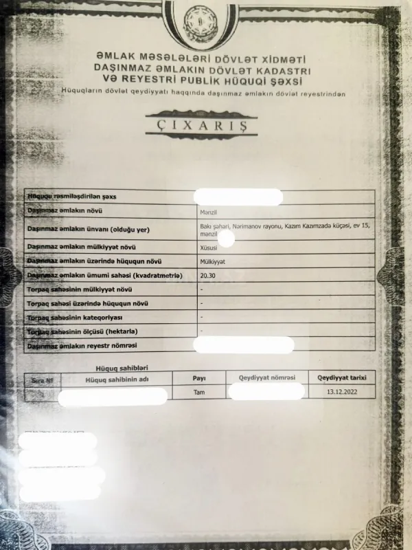 Satılır 1 otaqlı mənzil 20.3 m²