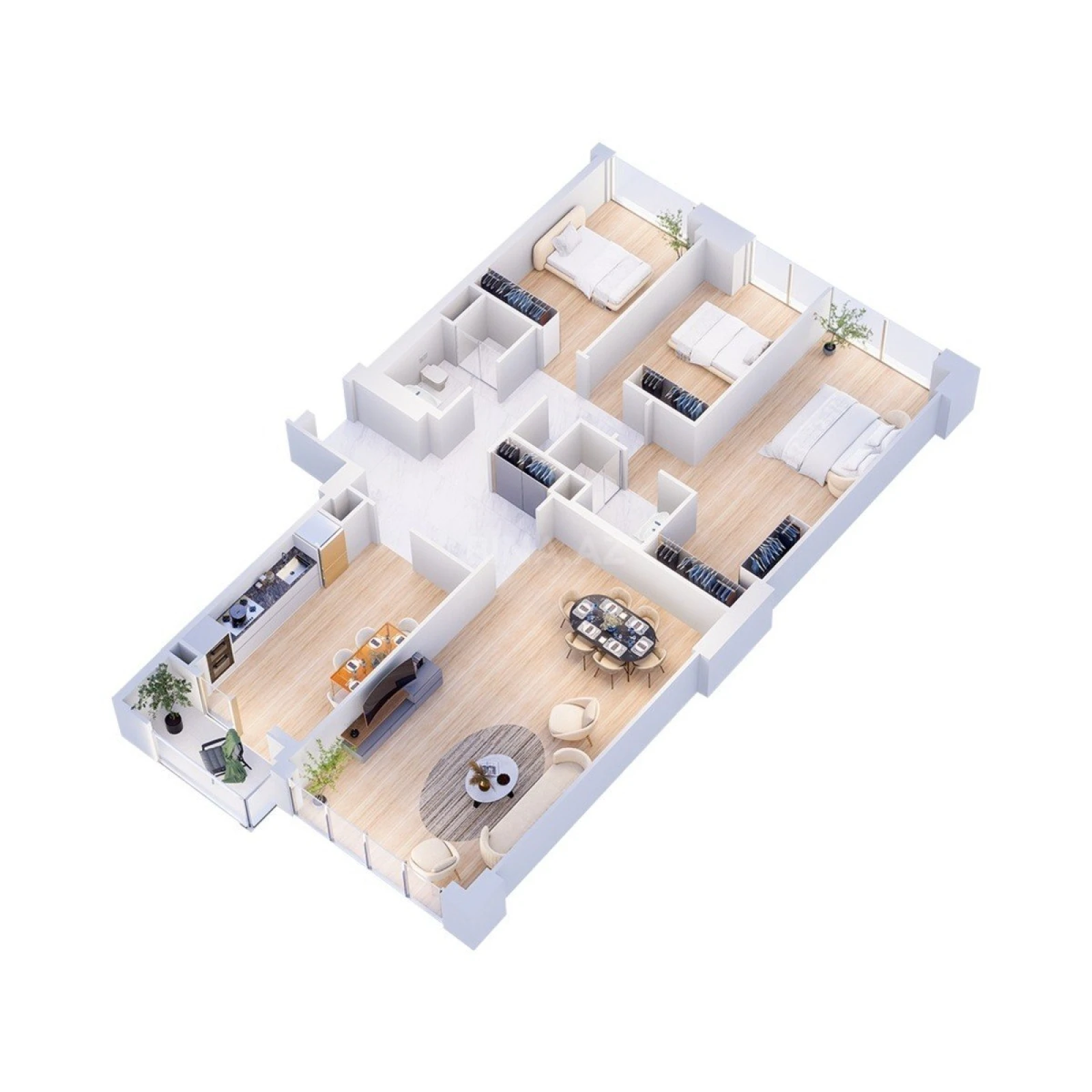 Satılır 4 otaqlı mənzil 128 m²