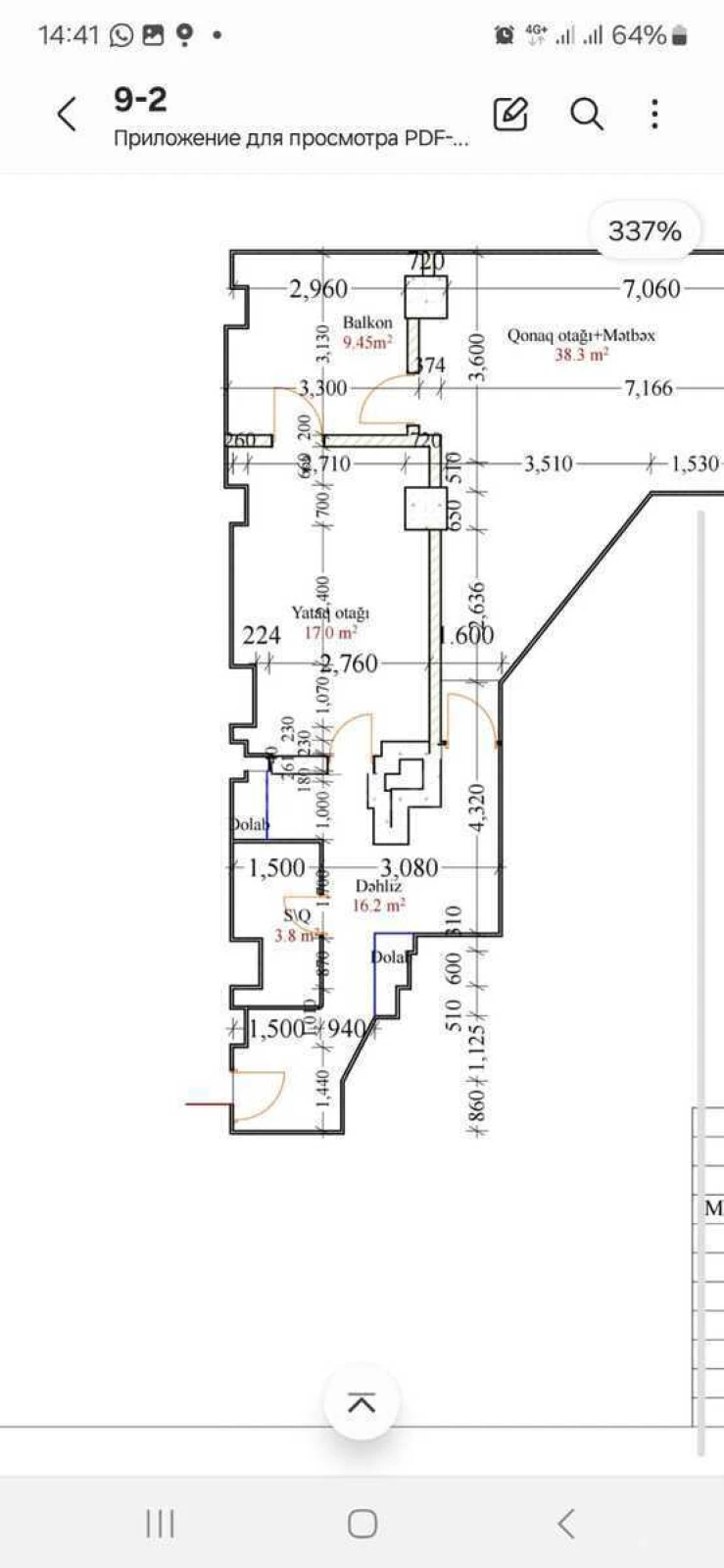 Satılır 3 otaqlı mənzil 118 m²