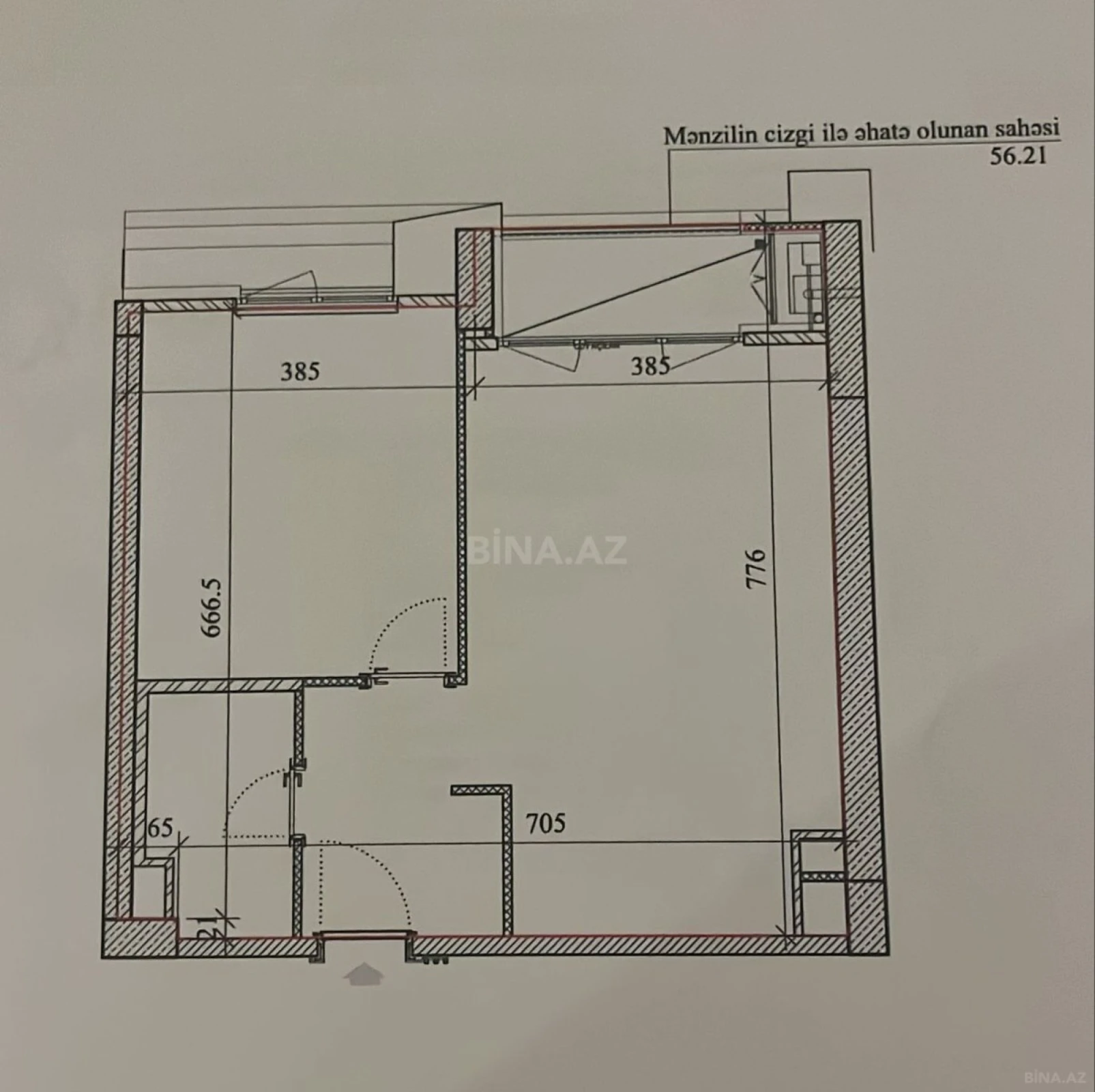 Satılır 2 otaqlı mənzil 56.3 m²