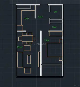 Satılır 3 otaqlı mənzil 57 m²
