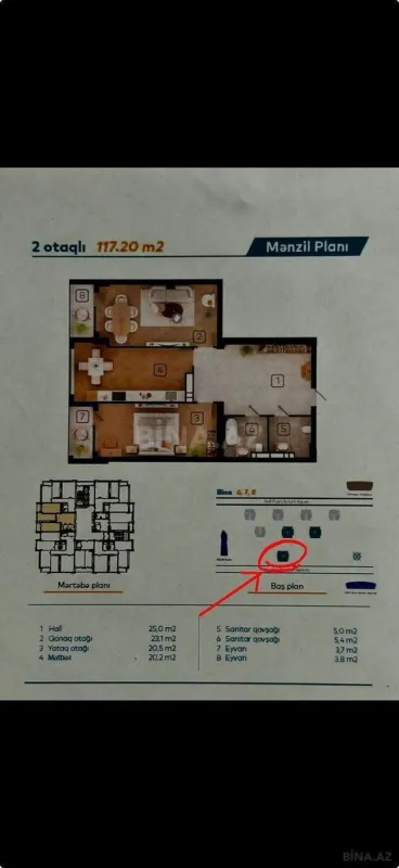 Satılır 3 otaqlı mənzil 118 m²