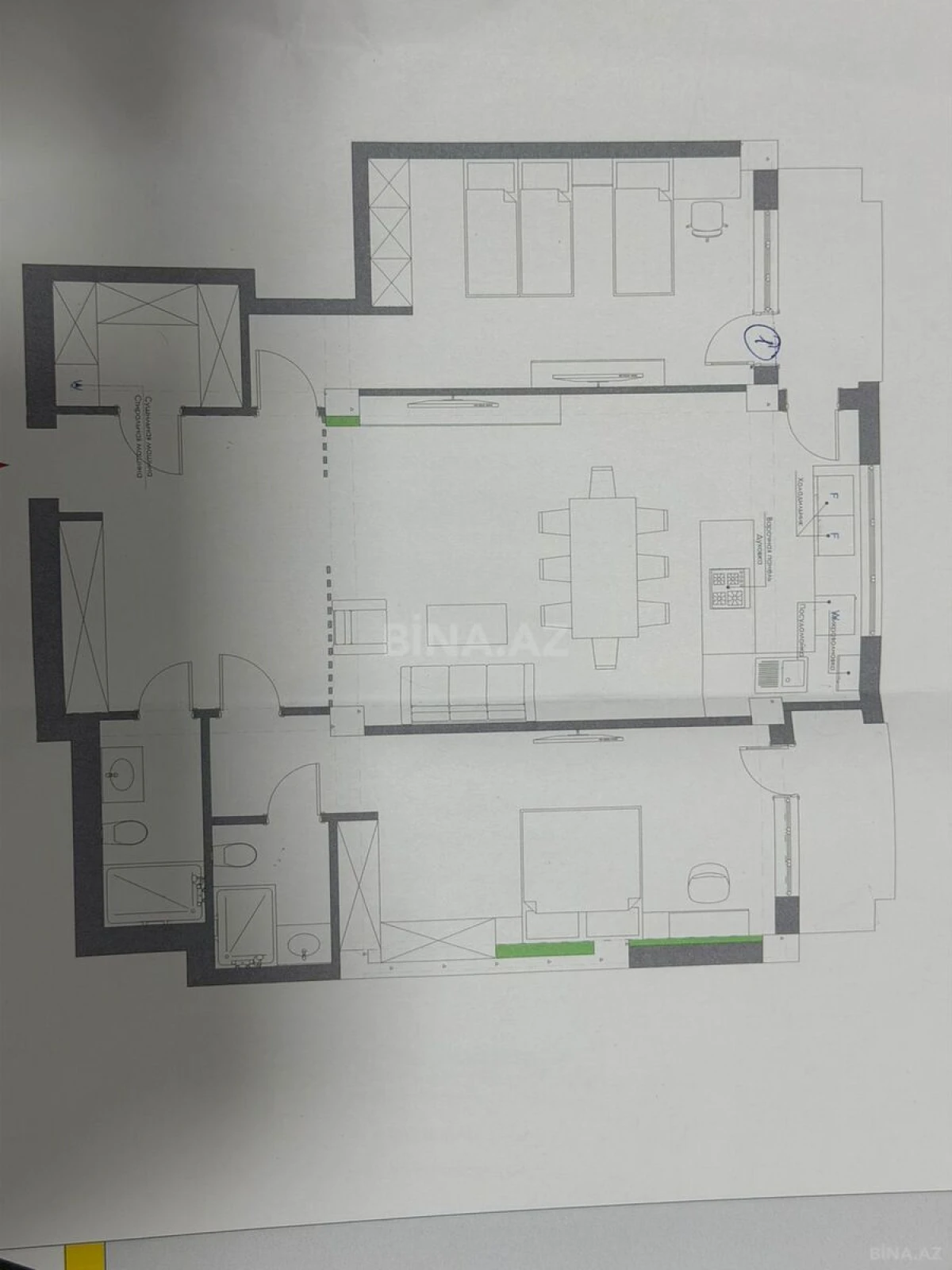 Satılır 3 otaqlı mənzil 128 m²