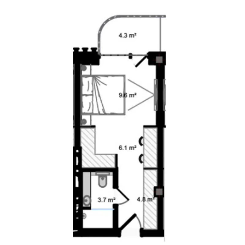 Satılır 1 otaqlı mənzil 35.5 m²
