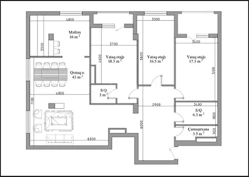Satılır 4 otaqlı mənzil 168 m²