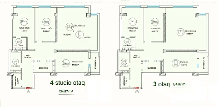 Satılır 4 otaqlı mənzil 134 m²
