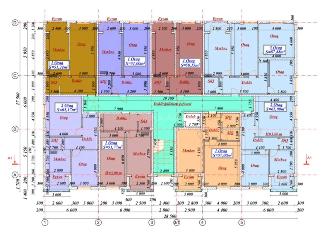 Satılır 3 otaqlı mənzil 88 m²