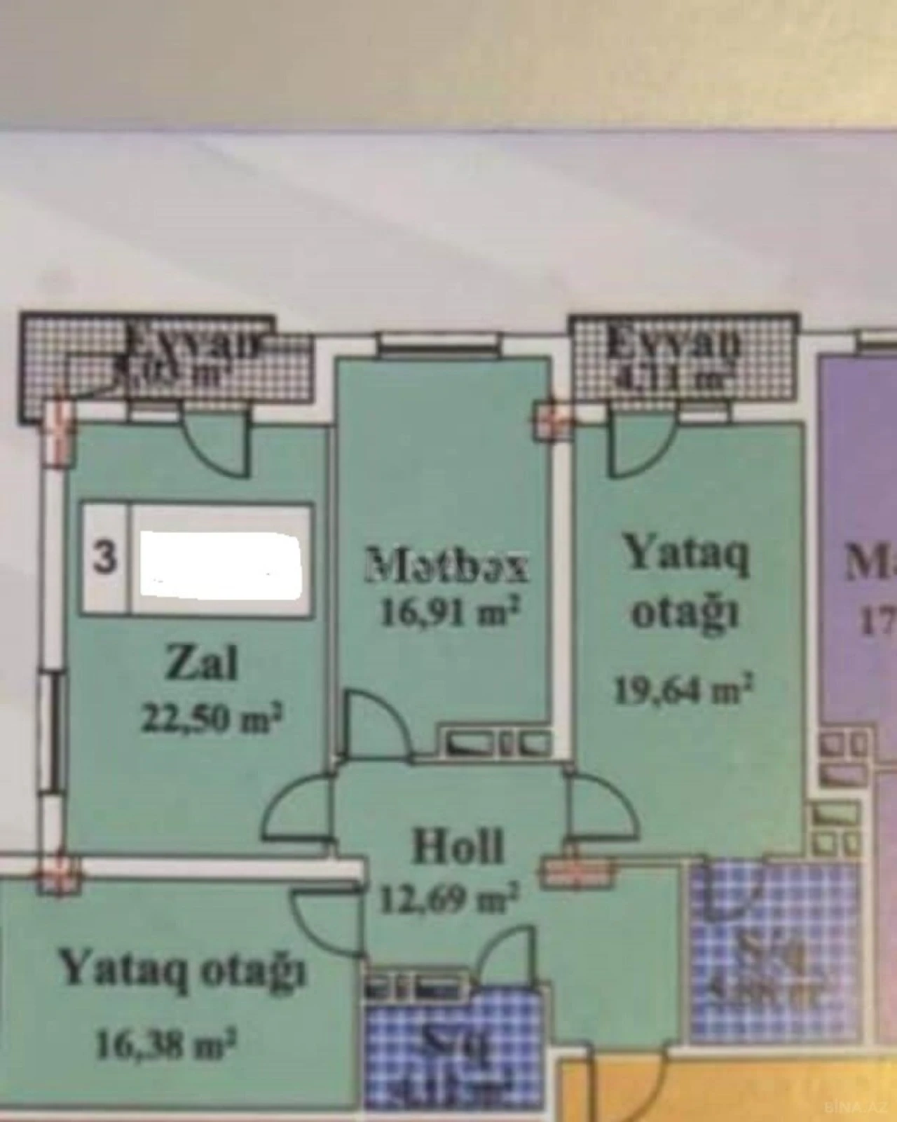 Satılır 3 otaqlı mənzil 108 m²