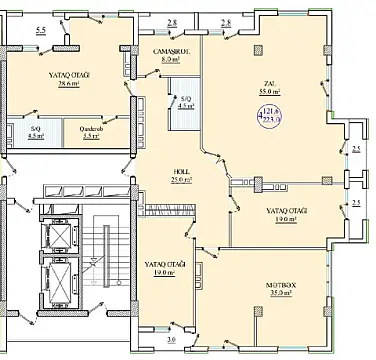 Satılır 4 otaqlı mənzil 223 m²