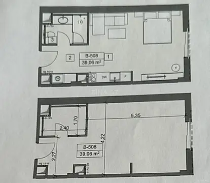 Satılır 1 otaqlı mənzil 39 m²