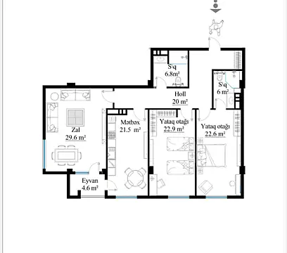 Satılır 3 otaqlı mənzil 142 m²