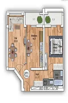 Satılır 2 otaqlı mənzil 98 m²