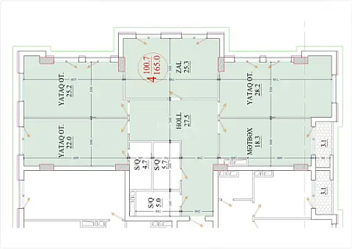 Satılır 4 otaqlı mənzil 165 m²