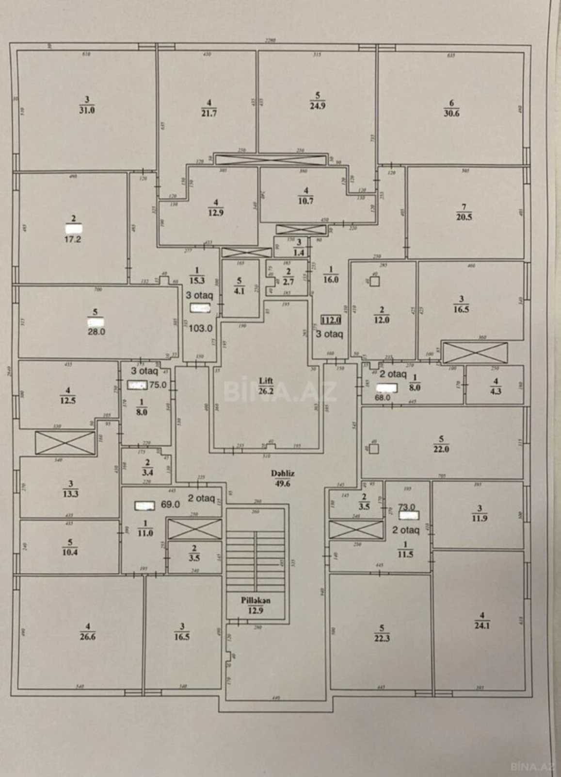 Satılır 2 otaqlı mənzil 68 m²