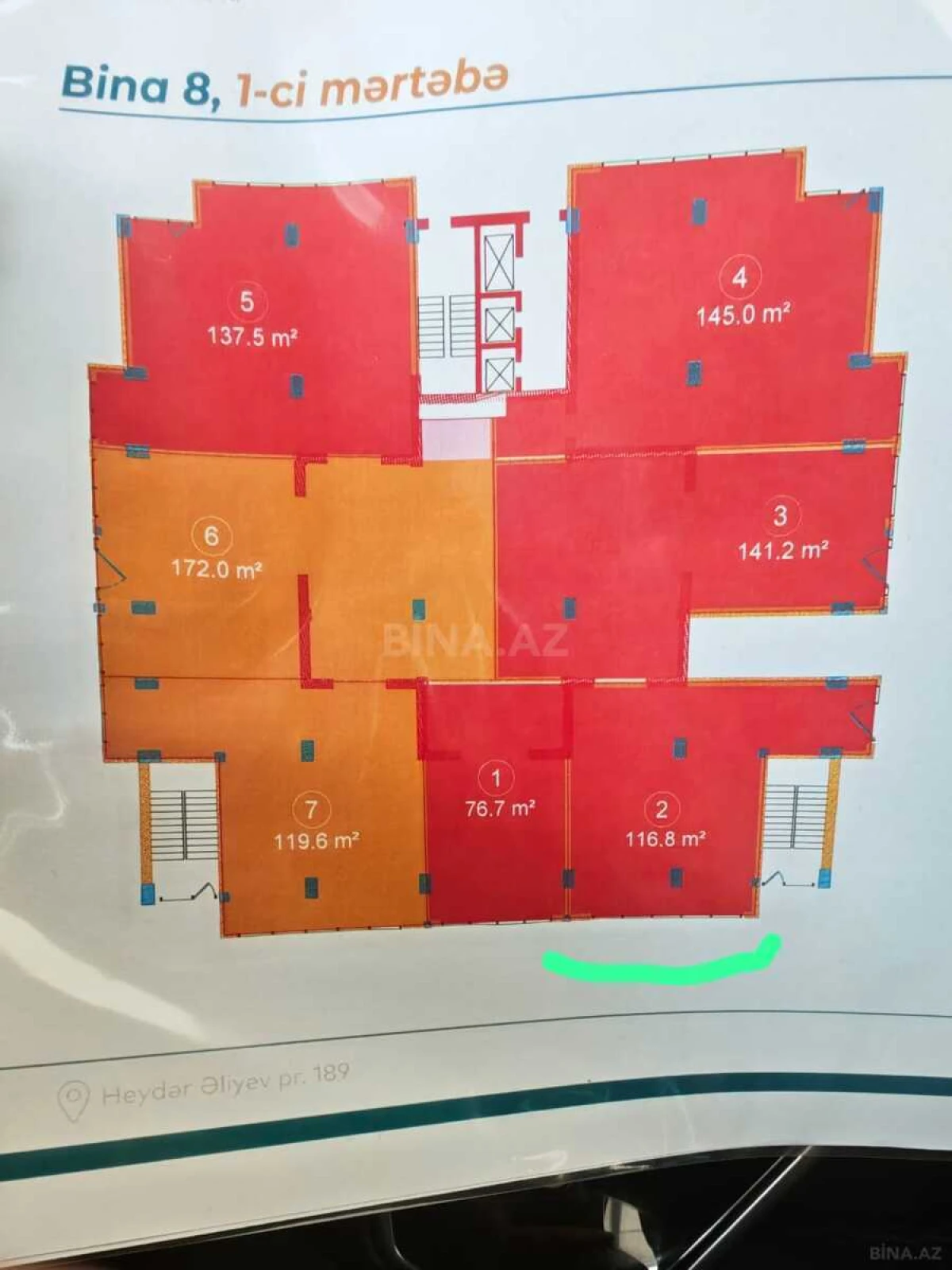 Kirayə verilir obyekt 120 m²