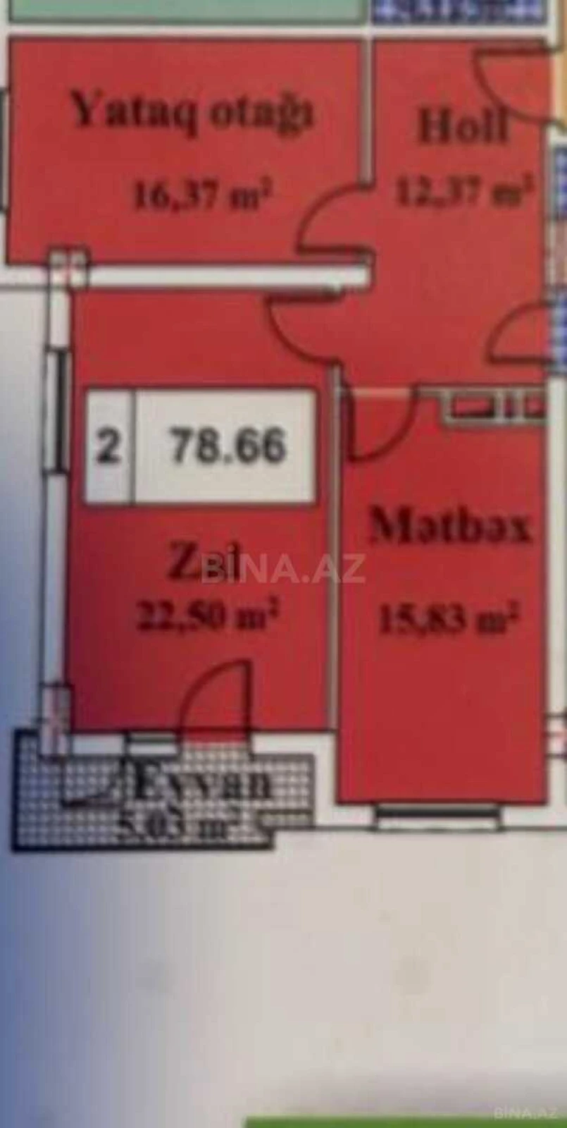 Satılır 2 otaqlı mənzil 80 m²