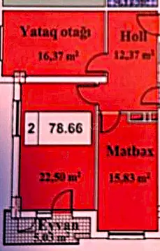 Satılır 2 otaqlı mənzil 79 m²