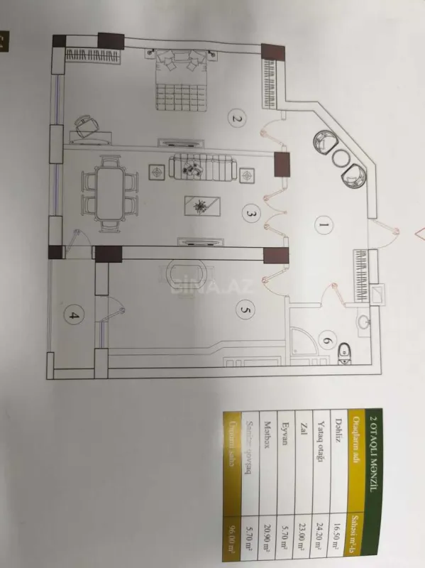 Satılır 2 otaqlı mənzil 97 m²