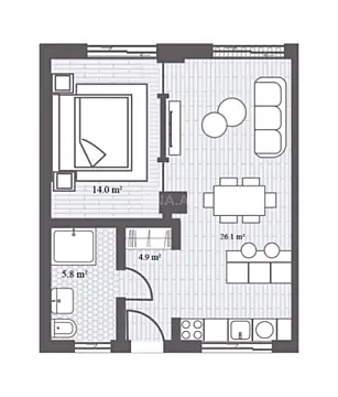 Satılır 2 otaqlı mənzil 60 m²