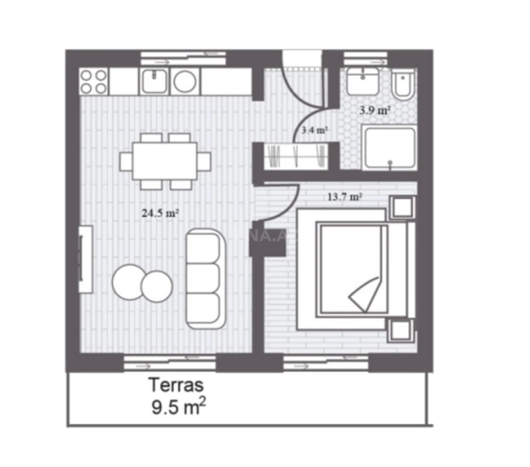 Satılır 2 otaqlı mənzil 63.9 m²