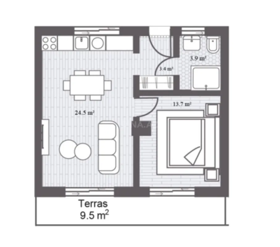 Satılır 2 otaqlı mənzil 63.9 m²