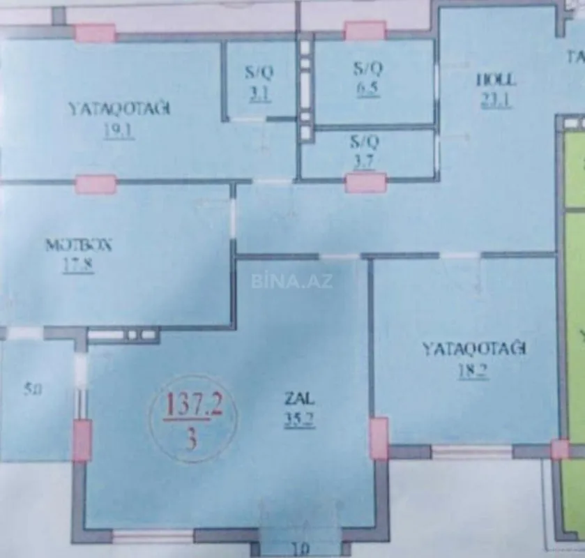 Satılır 3 otaqlı mənzil 137 m²