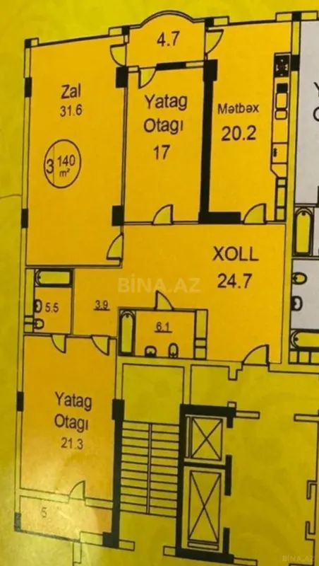 Satılır 3 otaqlı mənzil 140 m²