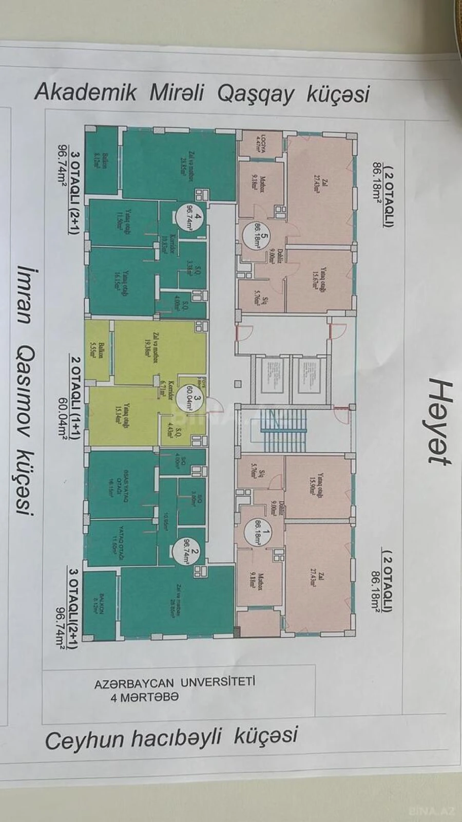 Satılır 2 otaqlı mənzil 87 m²