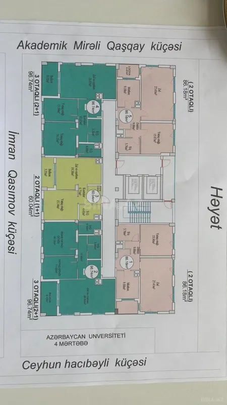 Satılır 2 otaqlı mənzil 87 m²